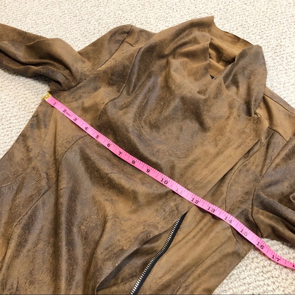 Zara Vegan Suede Leather Moto Brown Jacket XS - Picture 9 of 10
